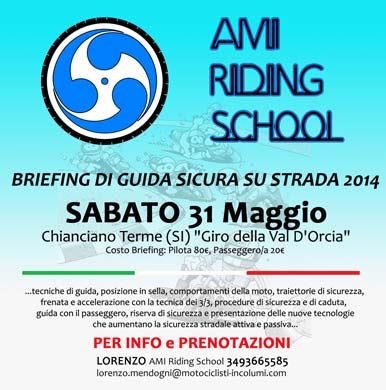 AMI Riding School - Briefing di Guida Sicura Su Strada - Giro della Val d'Orcia - 31 Maggio 2014