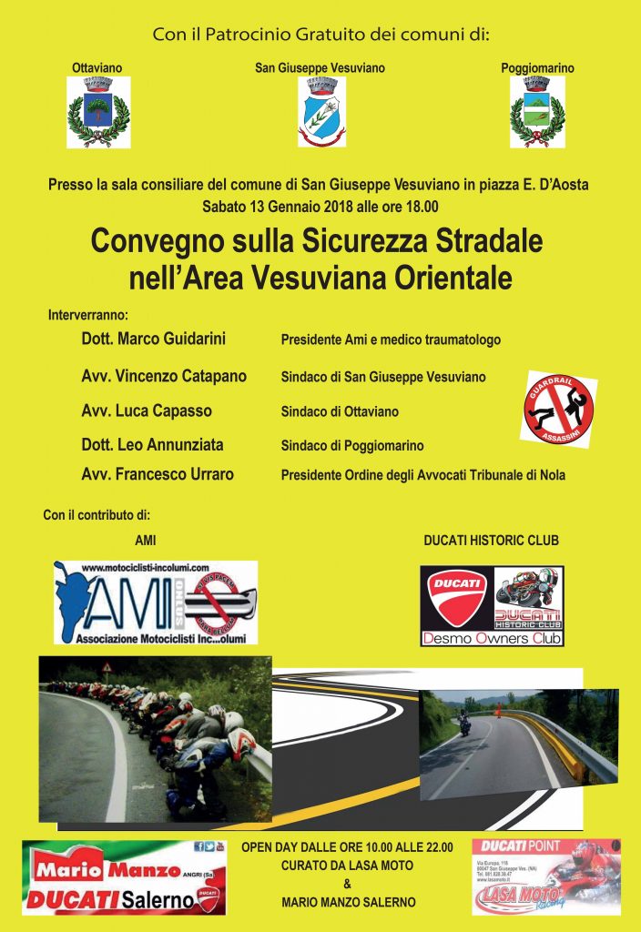 Locandina convegno sicurezza stradale a San Giuseppe Vesuviano - 13 gennaio 2018