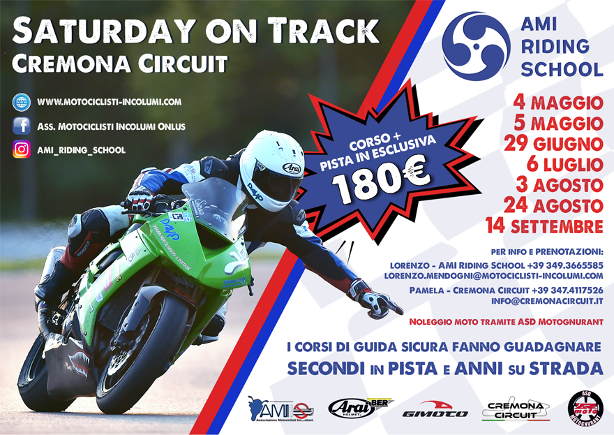 Date del Saturday on track 2019 - Cremona Circuit